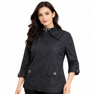 New York & Company Comfort Zone Womens Black Lightweight Zip Jacket XL NWT